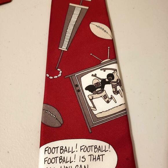 Richard L. Torrey Football Tie Men 56x3 3/4 Red Bench Warmers Sports Grandpacore - Picture 2 of 4